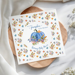 Rustieke herfst blauwe pompoen baby shower servet