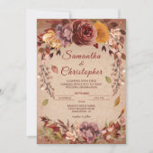 Rustieke herfst bloei bordeaux Amber herfst bruilo Kaart (Voorkant)
