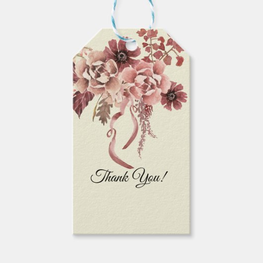 *Rustieke Herfst Bloeit Waterverf achtergrond Cadeaulabel (Voorkant)