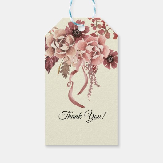 *Rustieke Herfst Bloeit Waterverf achtergrond Cadeaulabel (Achterkant)