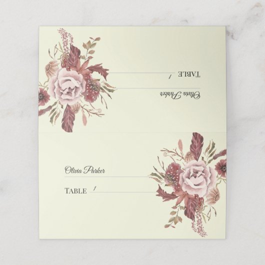 *Rustieke Herfst Bloeit Waterverf achtergrond Plaatskaartje (Buitenkant ongevouwen)