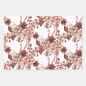 Rustieke Herfst Bloeit Witte Achtergrond Waterverf Inpakpapier Vel (Voorkant 3)