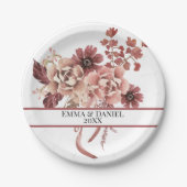 Rustieke Herfst Bloeit Witte Achtergrond Waterverf Papieren Bordje (Voorkant)