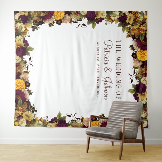 Rustieke herfst bloem bruiloft fotohokje achtergro wandkleed (In Situ (horizontaal))