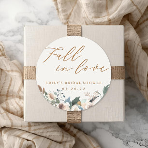 Rustieke herfst bloem bruiloft val in liefde bruid ronde sticker