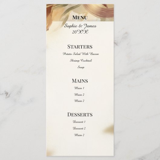 Rustieke herfst bloem bruiloftsmenu menu (Voorkant)