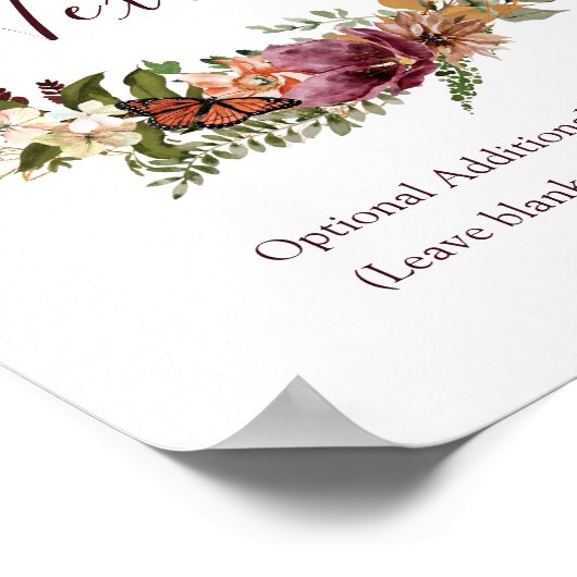 Rustieke herfst bloem- en groen custom tekstbord poster (Hoek)