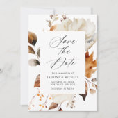 Rustieke herfst bloem kader foto bruiloft save the date (Voorkant)