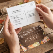 Rustieke herfst bloem slinger lichten trouw-RSVP Uitnodiging Briefkaart