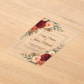 Rustieke Herfst Bloemen Acryl Huwelijksuitnodiging Uitnodigingen (Laagn)