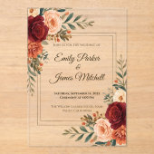 Rustieke Herfst Bloemen Acryl Huwelijksuitnodiging Uitnodigingen (Voorkant)