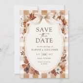 Rustieke herfst bloemen bladeren geruit save the date (Voorkant)