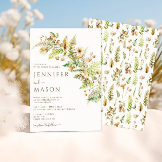 Rustieke Herfst Bloemen Bos Bladeren Herfst Huweli Kaart