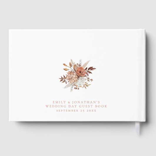 Rustieke herfst bloemen bruiloft gastenboek (Achterkant)