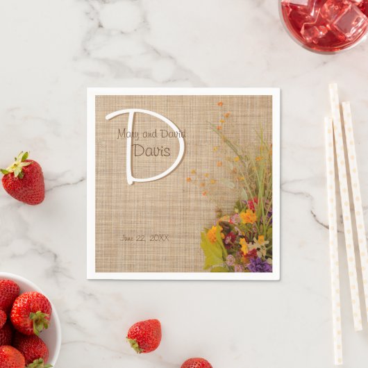 Rustieke herfst bloemen bruiloft servetten (Insitu)