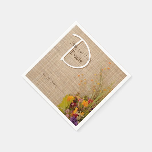 Rustieke herfst bloemen bruiloft servetten (Hoek)