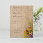 Rustieke herfst bloemen bruiloft uitnodiging (Staand voorkant)