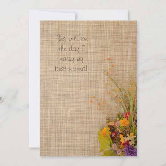 Rustieke herfst bloemen bruiloft uitnodiging (Achterkant)