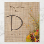 Rustieke herfst bloemen bruiloft wijn labels etiket (Enkel label)