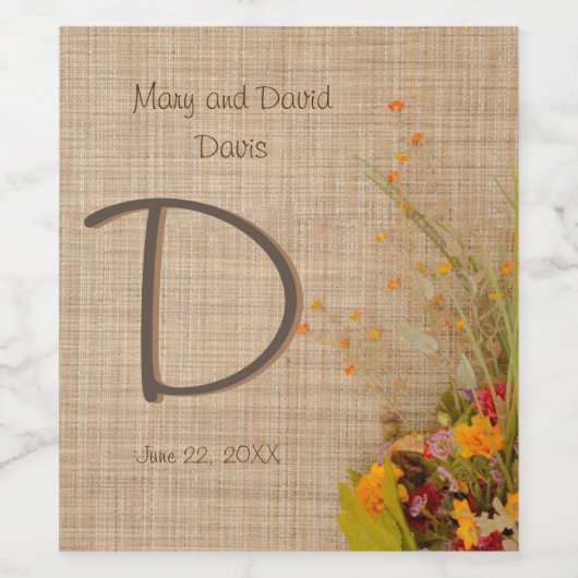 Rustieke herfst bloemen bruiloft wijn labels wijn etiket (Enkel label)