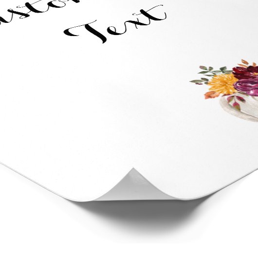 Rustieke Herfst Bloemen & Charmant Witte Pompoen Poster (Hoek)