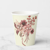Rustieke Herfst Bloemen Cream Achtergrond Waterver Papieren Bekers (Achterkant)
