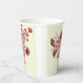 Rustieke Herfst Bloemen Cream Achtergrond Waterver Papieren Bekers (Rechts)