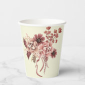 Rustieke Herfst Bloemen Cream Achtergrond Waterver Papieren Bekers (Voorkant)