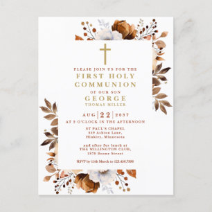 Rustieke Herfst Bloemen Eerste Heilige Communie Ui Briefkaart