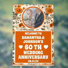 Rustieke Herfst Bloemen Foto 60e bruiloft Jubileum Acryl Bord