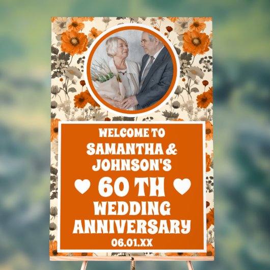 Rustieke Herfst Bloemen Foto 60e bruiloft Jubileum Acryl Bord (Neutraal)