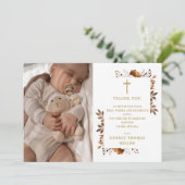 Rustieke Herfst Bloemen Foto doop doop doopsel Bedankkaart (Staand voorkant)