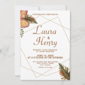 Rustieke Herfst Bloemen Goud Lijst bruiloft uitnod Kaart (Voorkant)