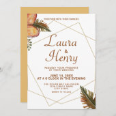 Rustieke Herfst Bloemen Goud Lijst bruiloft uitnod Kaart (Voorkant / Achterkant)