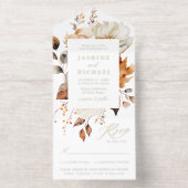 Rustieke Herfst Bloemen Gouden Folie Wedding All In One Uitnodiging (Binnenkant)