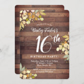 Rustieke Herfst Bloemen Gouden Stippen Sweet 16e V Kaart (Voorkant / Achterkant)