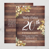 Rustieke Herfst Bloemen Goudfolie Stippen 20e Verj Kaart (Voorkant / Achterkant)