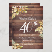 Rustieke Herfst Bloemen Goudfolie Stippen 40e Verj Kaart (Voorkant / Achterkant)