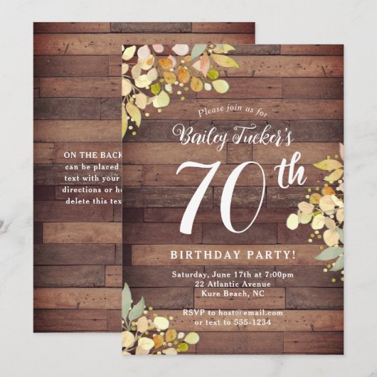 Rustieke Herfst Bloemen Goudfolie Stippen 70e Verj Kaart (Voorkant / Achterkant)