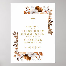 Rustieke Herfst Bloemen Heilige Communie Welkomstb Poster