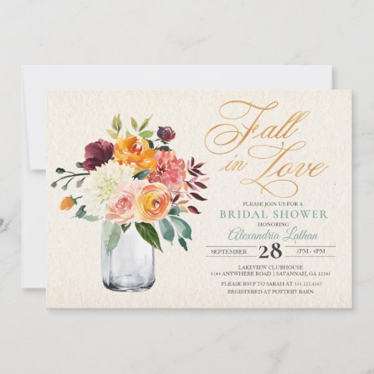 Rustieke Herfst Bloemen Herfst Bruids Douche Uitno Kaart (Voorkant)