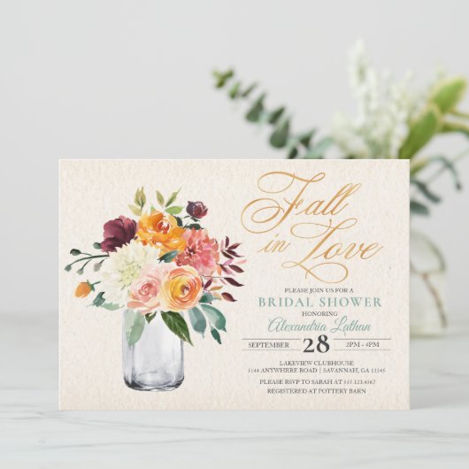 Rustieke Herfst Bloemen Herfst Bruids Douche Uitno Kaart (Staand voorkant)