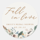 Rustieke Herfst Bloemen Herfst in Liefde Vrijgezel Ronde Sticker (Voorkant)