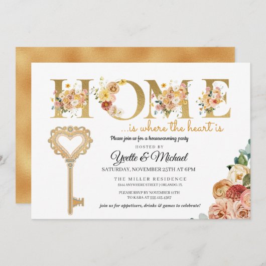 Rustieke Herfst Bloemen Housewarming Uitnodiging (Voorkant / Achterkant)