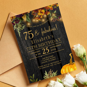 Rustieke herfst bloemen hout 75 prachtige jaren ve kaart