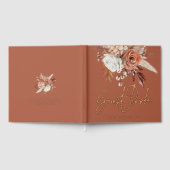 Rustieke Herfst Bloemen Huwelijk Terracotta Echte  Gastenboek (Volledig)