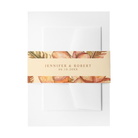 Rustieke Herfst Bloemen Huwelijksuitnodiging Belly Uitnodigingen Wikkel (Voorkant Voorbeeld)