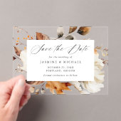 Rustieke Herfst Bloemen Kalligrafie Save the Date Acryl Uitnodigingen (Insitu (Draagbaar))