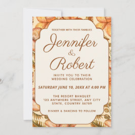 Rustieke Herfst Bloemen Lijst Huwelijksuitnodiging Kaart