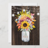 Rustieke Herfst Bloemen Mason Jar Barn Hout Huweli Kaart (Achterkant)